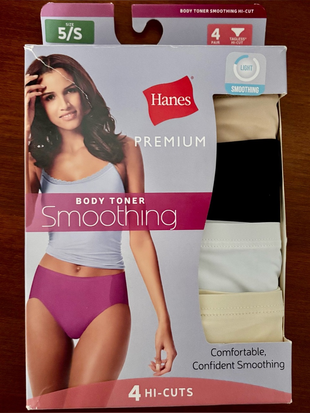 Hanes Premium Body Toner Smoothing Hi-Cut 4-Pack Black White Beige